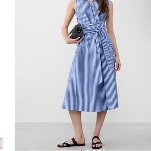 Banana Republic Midi Shirt Dress, Blue and White Striped, Large